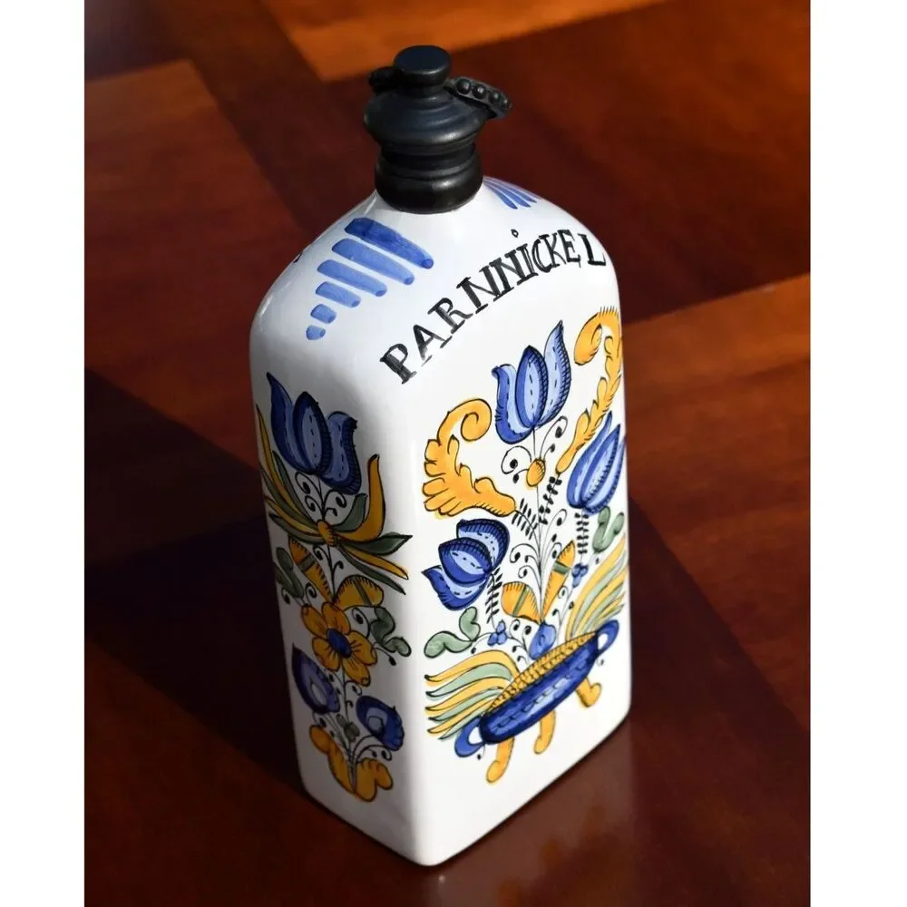 Signed Rectangular Pottery Jug with Lid – 10
